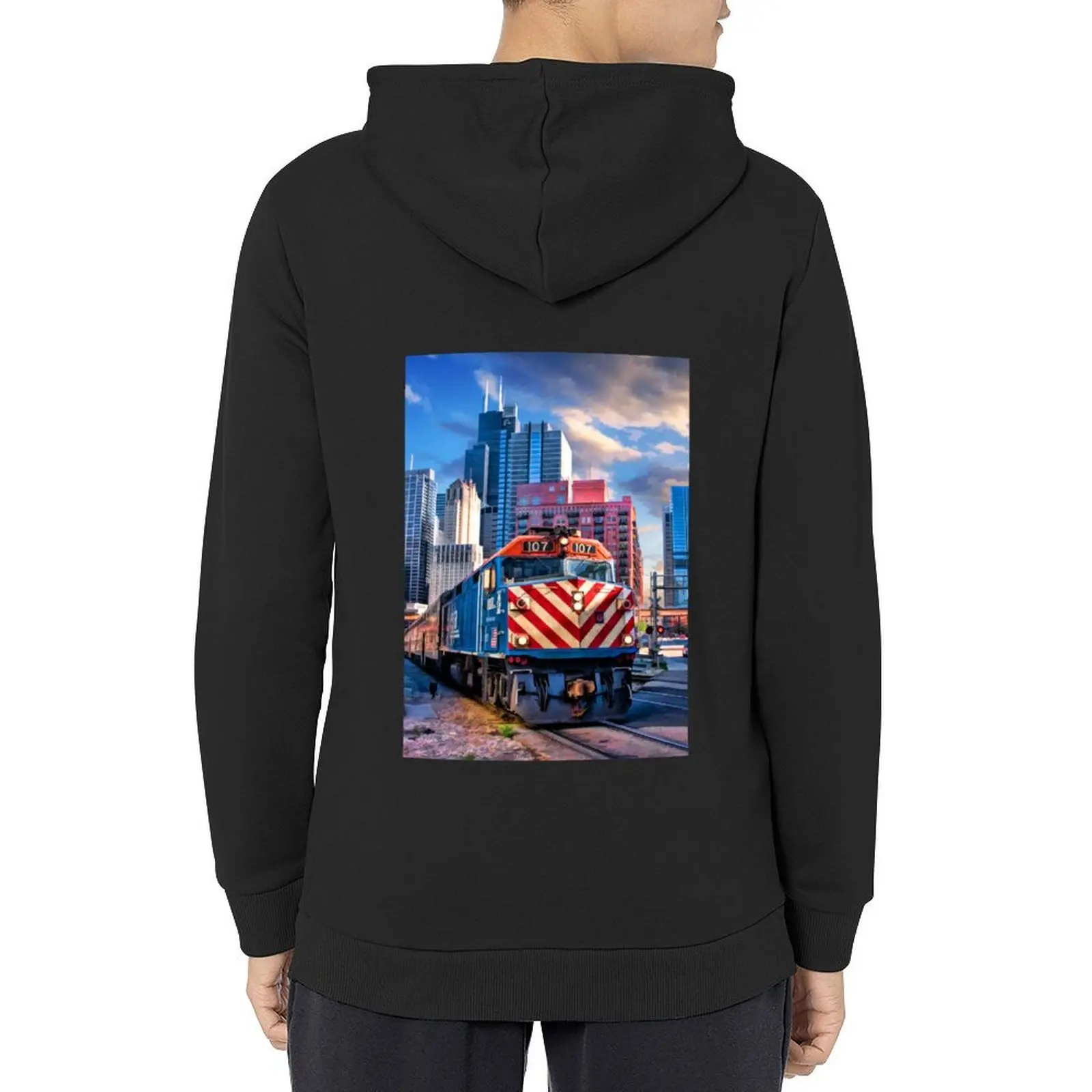 

Chicago Metra Train Downtown Hoodie autumn jacket men men's sweat-shirt hooded shirt male clothes autumn hoodie