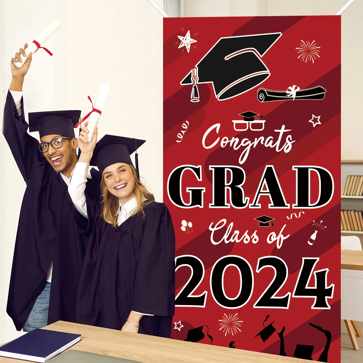 Happy Graduation Hanging Flag Congrats Grad Porch Door Banner Congrats Grad Party Decor Class Of 2024 Photography  Party Decors