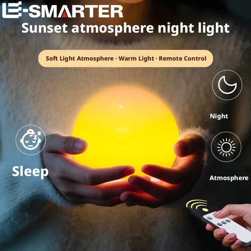 Lampe de coucher de soleil Rechargeable, Portable, lanterne créative de chevet, veilleuse d'urgence, décoration d'ambiance, cadeau avec télécommande