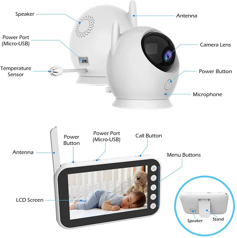 4.3 Inch Electronic Baby Monitor Video Nanny Security Protable Children Cameras Babyphone Bebe Feeding New Born Baby Items