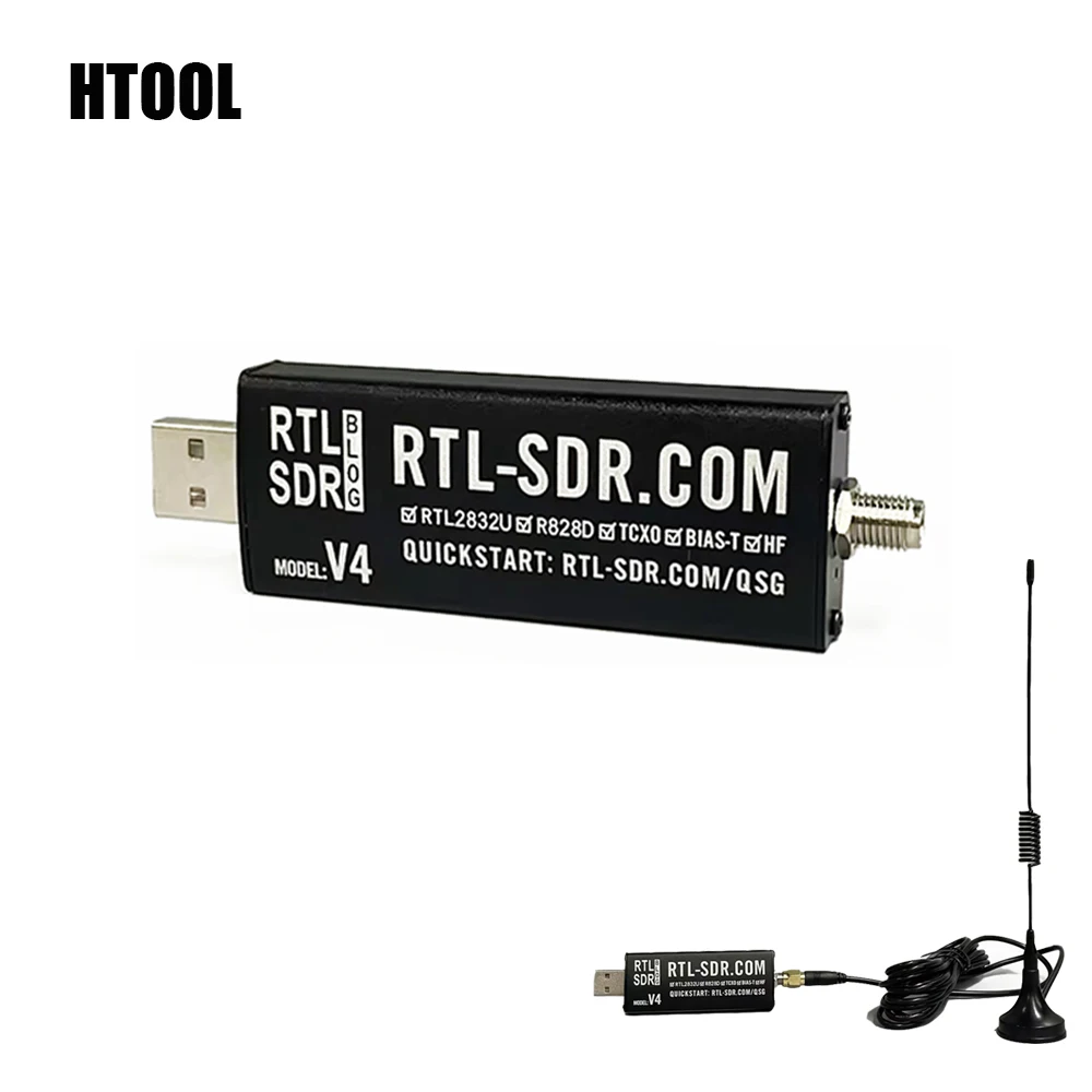 HTOOL SDR-V4 Blog RTL SDR V4 R828D RTL2832U 1PPM TCXO SMA RTLSDR Software Defined Radio with Multipurpose Dipole Antenna