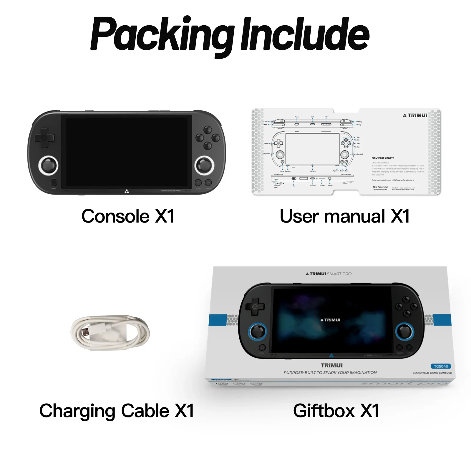 Trimui الذكية برو وحدة تحكم بجهاز لعب محمول 4.96 ''IPS شاشة نظام لينكس عصا التحكم RGB الإضاءة Smartpro ريترو لعبة فيديو لاعب هدية