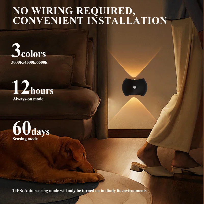 2025 New LED Human Sensing Non Perforated Magnetic Charging Wall Light Hotel Bedhead Corridor Nightlight Atmosphere Lights