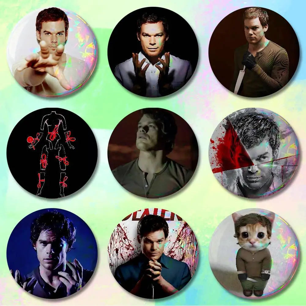 

D-Dexter M-Morgans 58mm 44mm HD Print Brooch Badges Pretty Derby Round Display Brooches Lapel Pins