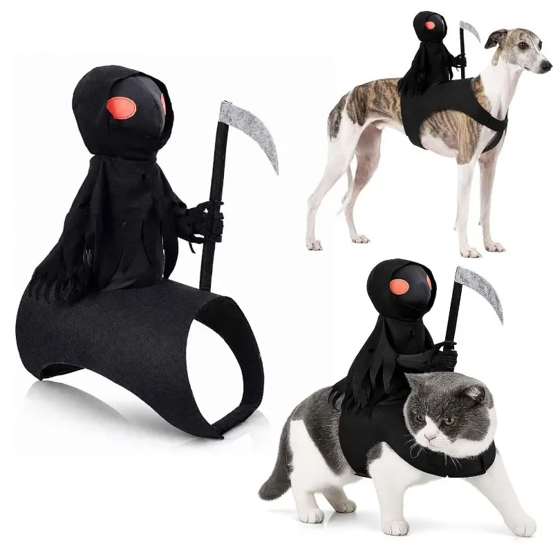 1pcs Halloween Death Knight Magic Tape Costume Dog and Cat Death Pet Costume 3D Characters
