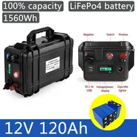 12V 120Ah Lifepo4 Battery Pack Lithium Iron Phosphate Waterproof Cells For Golf Cart RV Solar Energy Storage Inverter Boat Motor