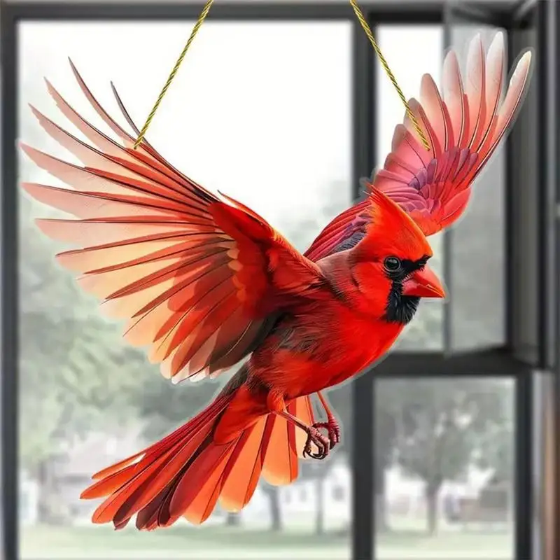 Acrylic Bird Ornament 2D Bird Pendant Ornament Indoor Outdoor Use Sunlight Catching Flat Art Bird Ornament For Balcony