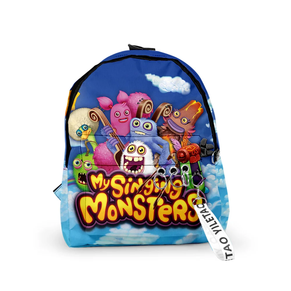 

Luxury my singing monsters Backpacks Boys/Girls pupil School Bags 3D Print Keychains Oxford Waterproof Cute Small Backpacks