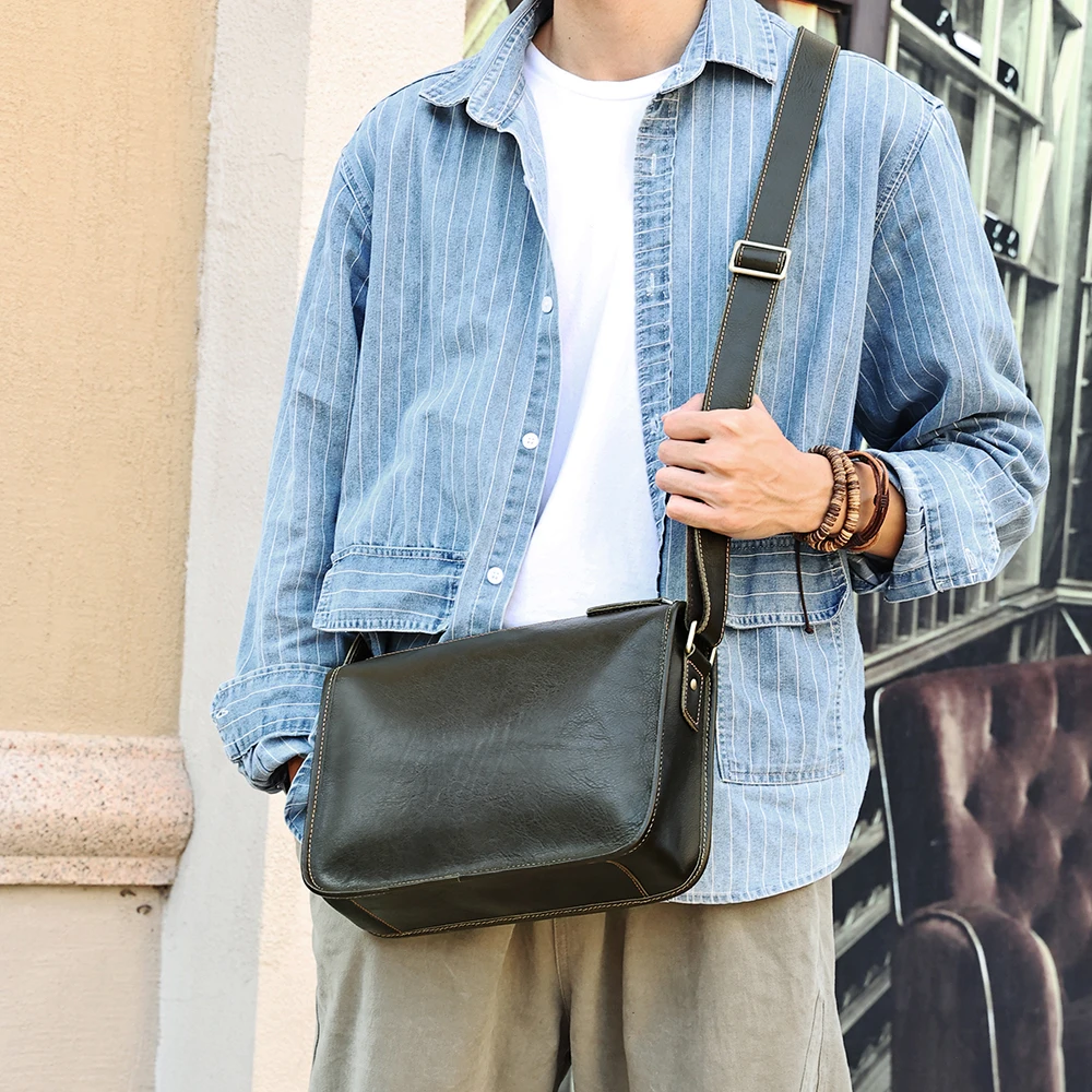 JOYIR-Bolsa de ombro de couro para homens, bolsa mensageiro pequena, bolsa vintage para negócios e trabalho, bolsas casuais para escritório