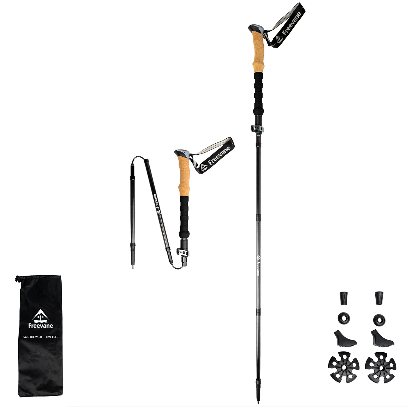 

Carbon Fiber Hiking Poles Pair, Folding Z Trekking Poles 5-Section, Cork Grip, Quick Lock Adjustable, Ultralight, Tips Baskets B