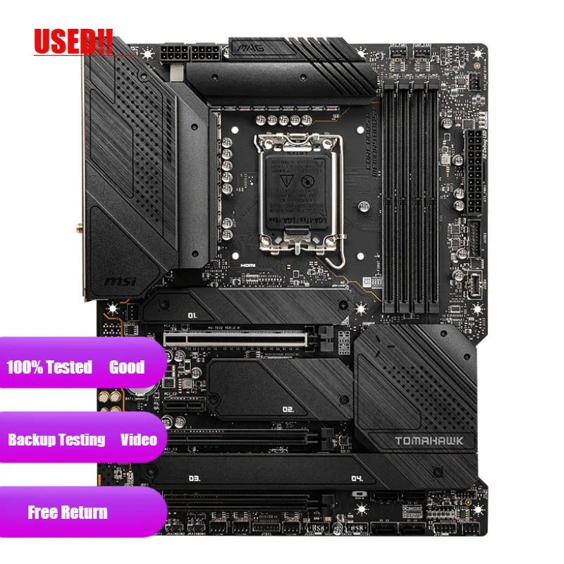 Used  MSI LGA 1700 Motherboard MAG Z690 TOMAHAWK WIFI Z690 Chipset for 12th Gen CPU 4xDDR5 128GB PCIe 5.0 4x M.2 6x SATA ATX