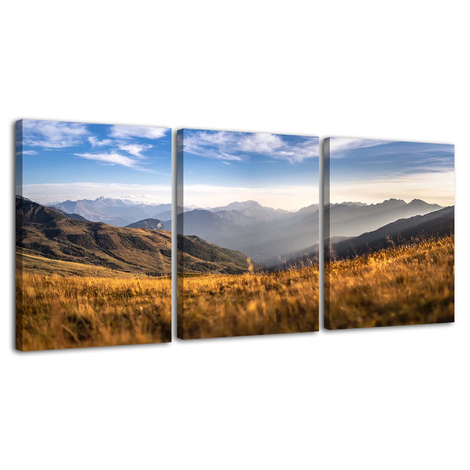 3 PCS Natural Mountains Canvas Wall Art Painting with Frame Bedroom Office Cafe Living Room Posters and Prints Pictures Cuadros