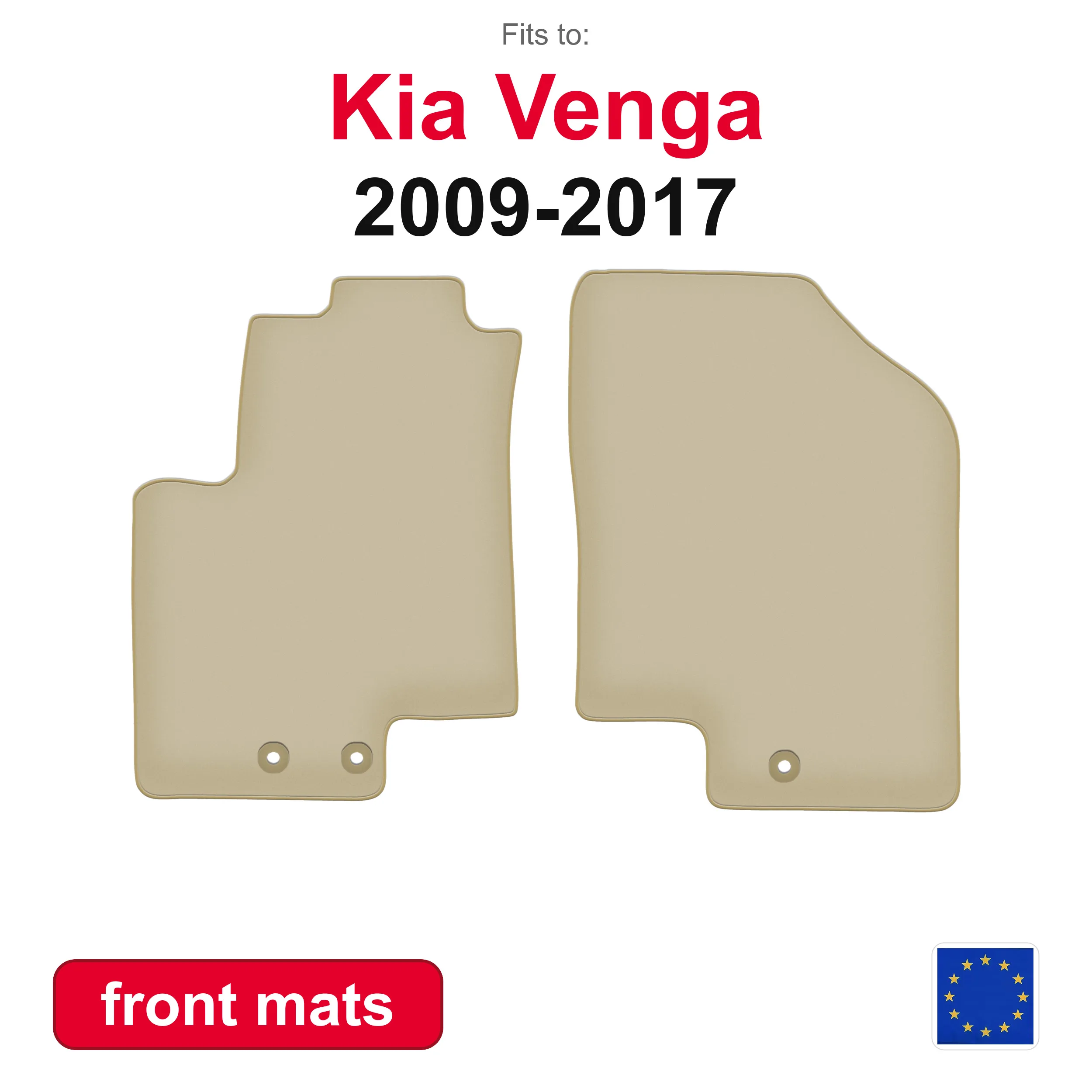 PREMIUM Auto-Fußmatten für Kia Venga Minivan (2009-2017) - Beige 2 Stück Auto-Fußmatten für Fahrzeugboden