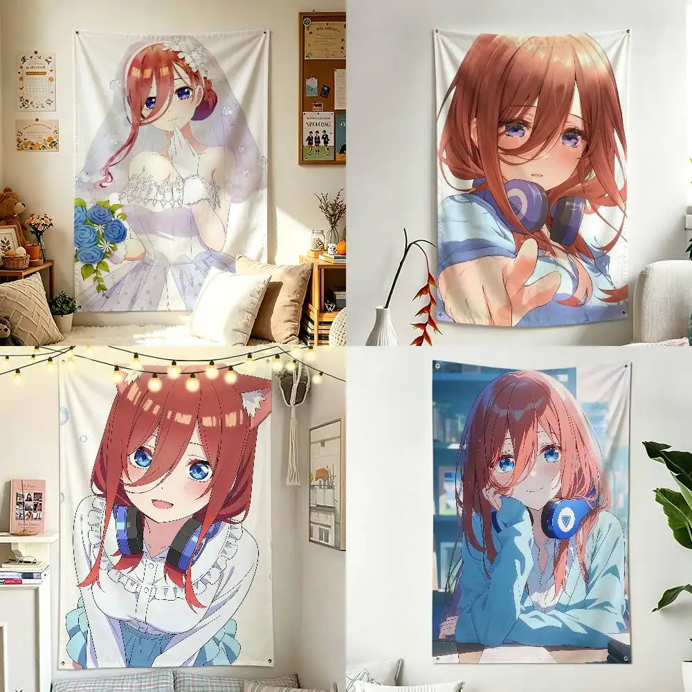 M-Miku N-Nakano The Q-Quintessential Home Decor Wall Hanging Vertical Flag Indoor Outdoor Background Tapestry