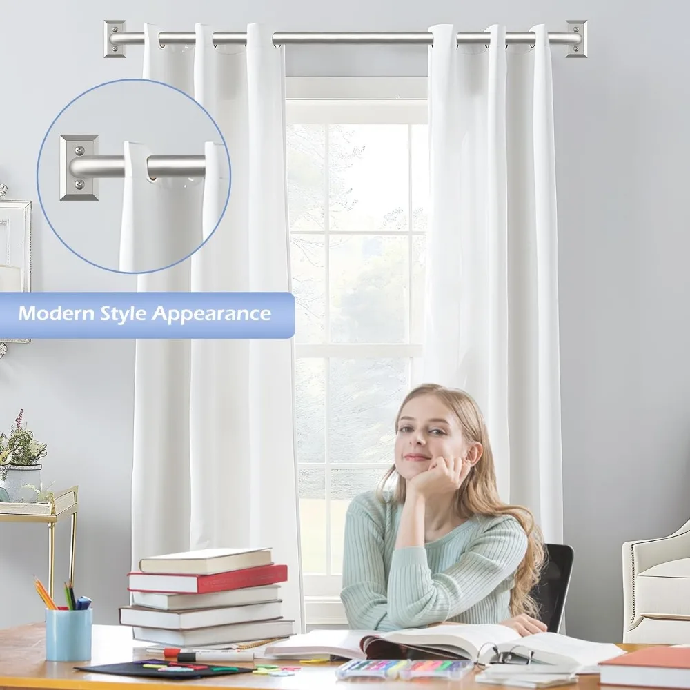 قضيب ستارة من النيكل شديد التحمل قابل للتعديل لستائر التعتيم - تصميم منحني حديث لغرف النوم والمطابخ