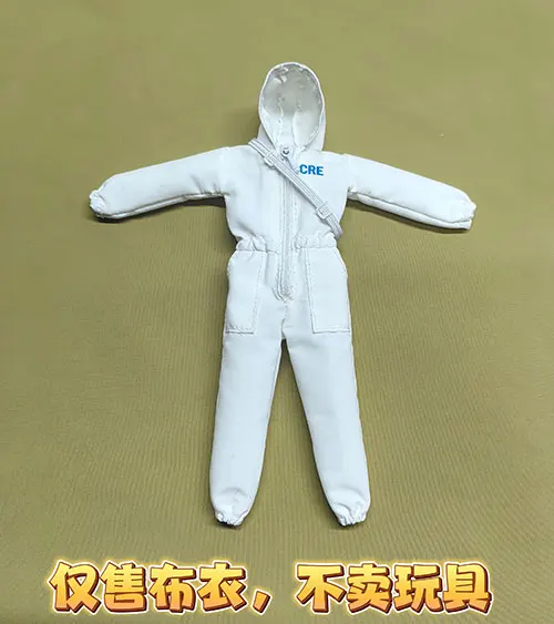 1/12 schaal, witte en grijze beschermende kleding, jumpsuit en broek, model voor 6 inch figuren, voor doe-het-zelfprojecten.