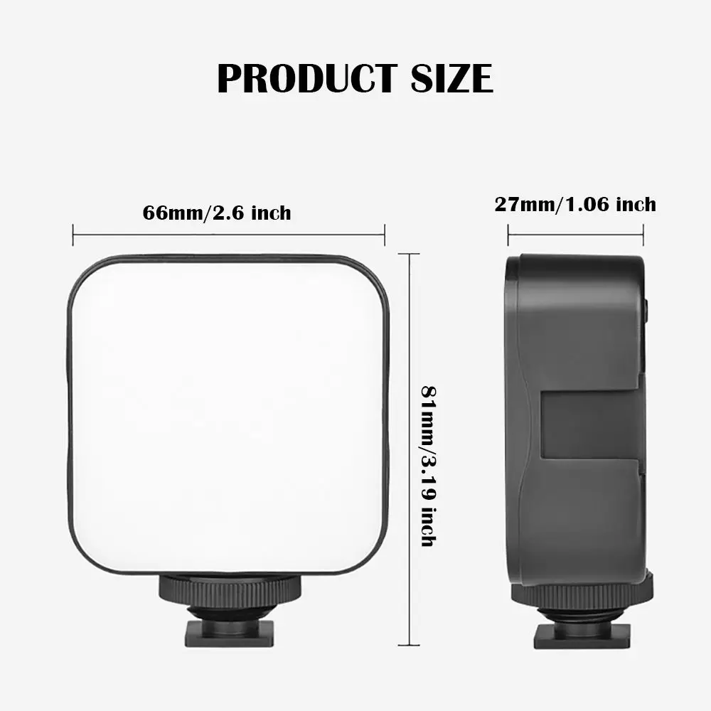 Мини-светодиодный светильник для фотосъемки, 6500 К, заполняющая лампа с регулируемой яркостью, крепление для горячего башмака, зарядка через USB для мобильного телефона/камеры
