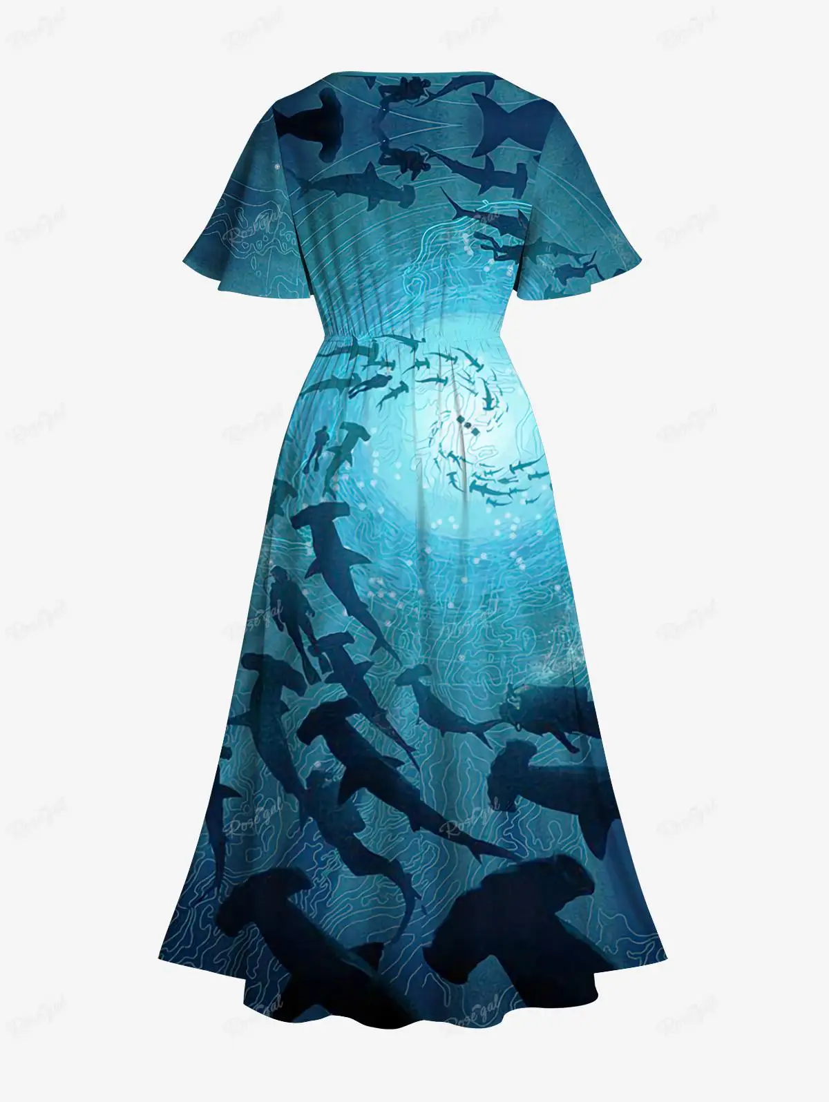 Print Plus Size Matching Hawaii Beach Outfit For Couples  платье женское платье женское Spiral Diver Fish Ombre Seabed