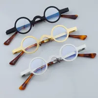 BETSION Small Round Retro Acetate +Metal Eyeglasses Frames Rx-able Reading Glasses Myopia Prescription Eyeglasses