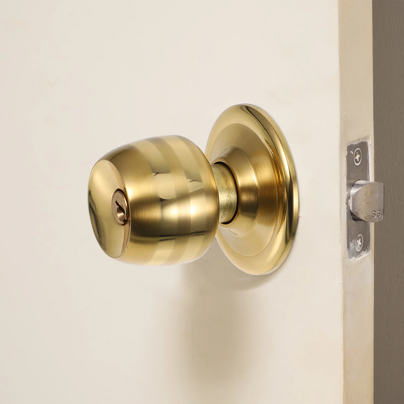 

Stainless Steel Stainless Steel Lock Knob Sphere Ball Lock Key for Bedroom Bathroom Study Wooden Door Hardware