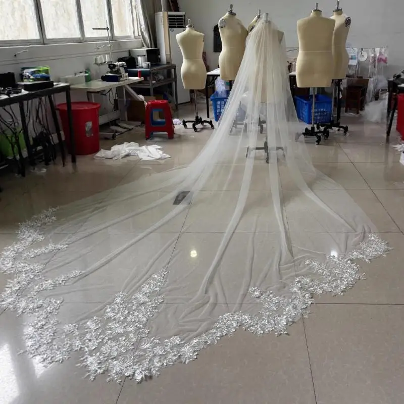 

Фата, классическая однослойная фата с кружевным краем, румяна, свадебные аксессуары, фата Novias, велосипедный свадебный головной убор невесты