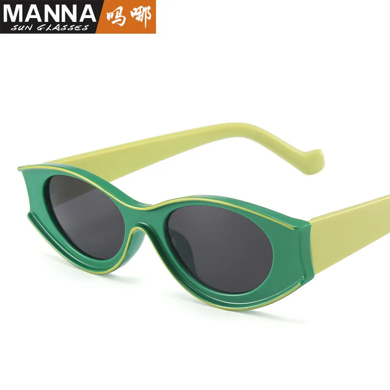 نظارات عين القط الحديثة للإناث ، إطار صغير ، إطار فراميسيت ، مقعر ، مشرق ، مشرق ، أزياء الشارع ، إنستغرام ، عبر الحدود