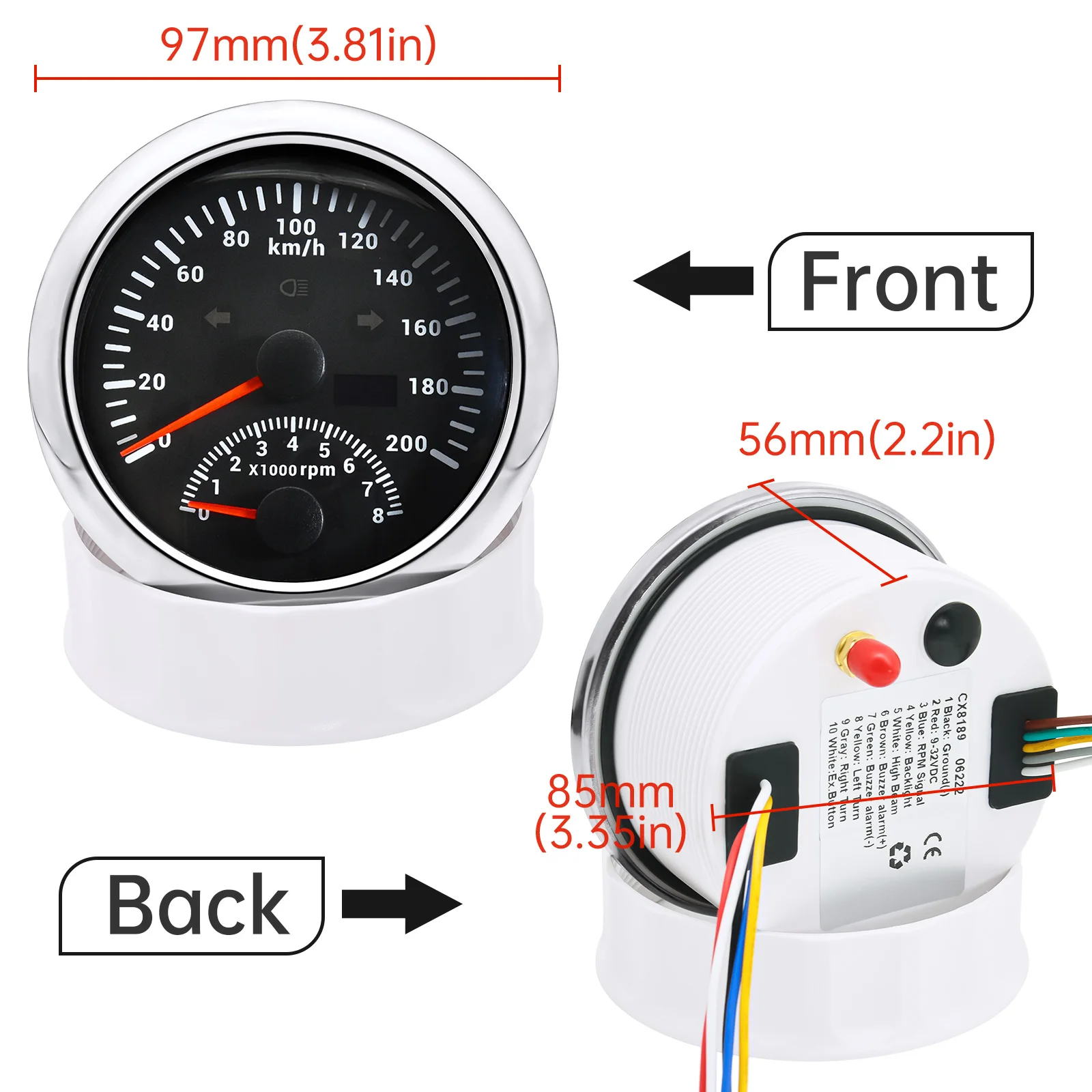 85mm GPS Speedometer With Tachometer 200KM/H 120KM/H Universal Car Truck Boat Speed Meter 85MM Holder Sensor For Car Boat 9-32V