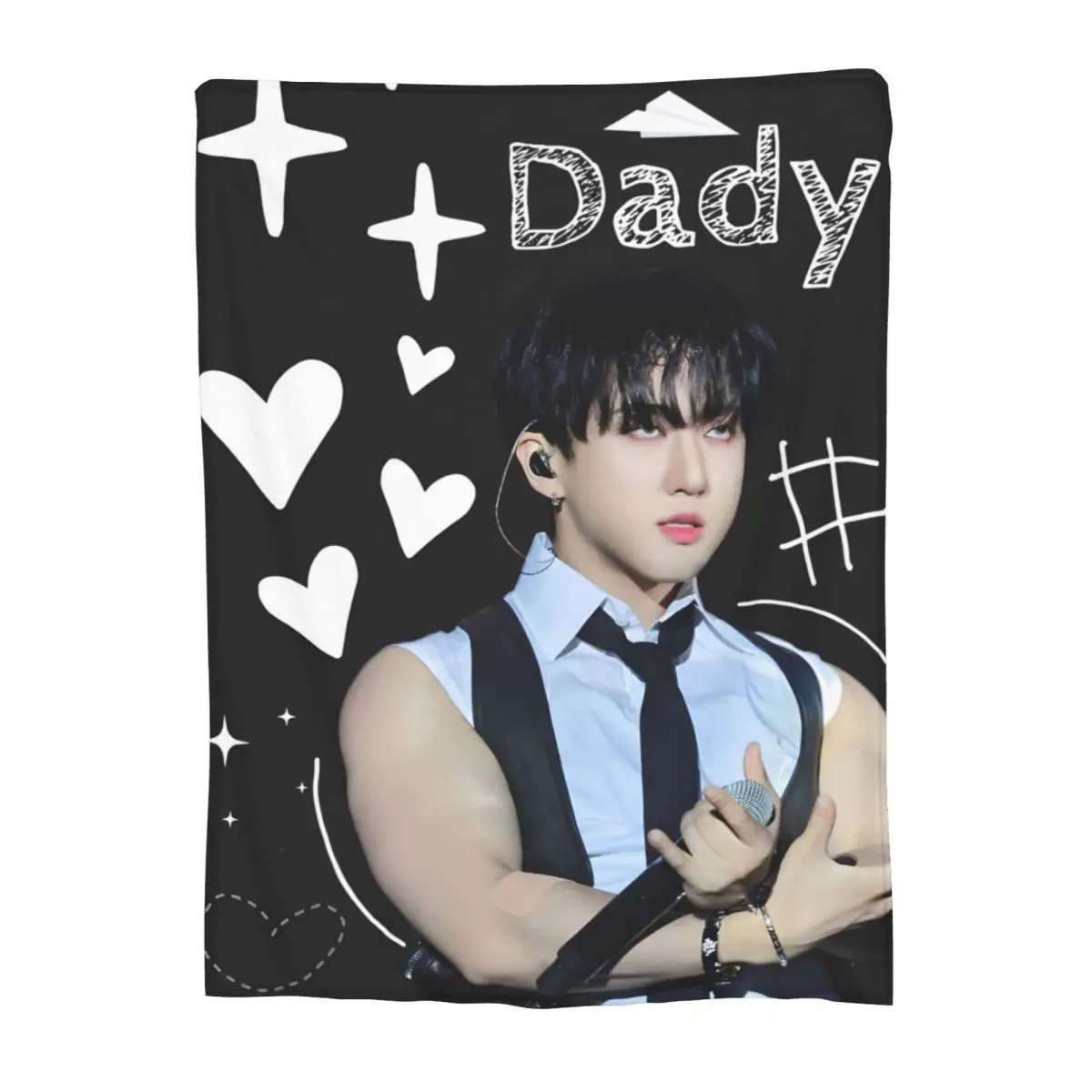 Kpop Changbin Decke, Flanell-Textil-Dekor, tragbare, superweiche Überwurfdecken für Zuhause und Büro, dünne Plüschdecke