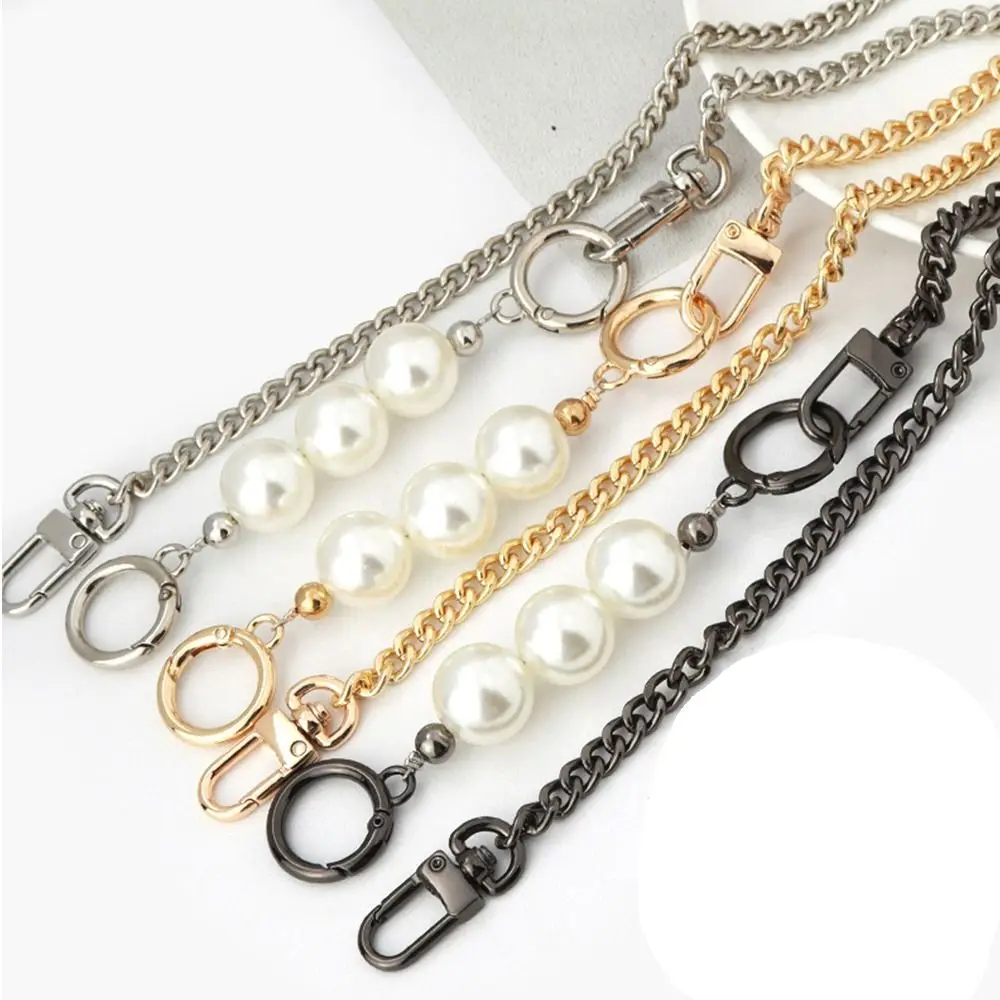 Bag Chain Strap Extender Pearls Patchwork Bag Chain Pearl  Handbag Extension Chain Women Bags Belt