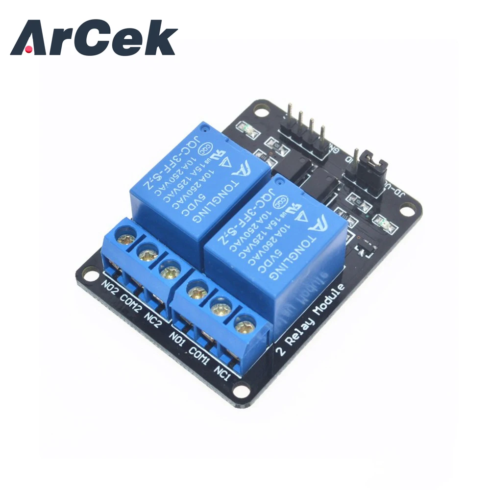 5V 2 Channel Relay Module Low Level Triggered 2-Way 2CH Relay Module with Optocoupler Expansion for Arduino