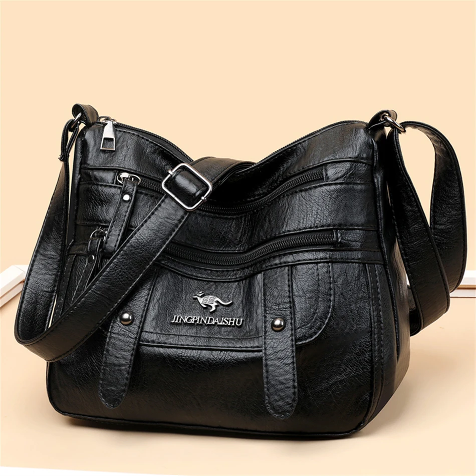 Many Pockets Shoulder Crossbody Bags for Women  Luxury Designer Handbags Fashion Versatile High Quality Soft Leather Ladies Bags