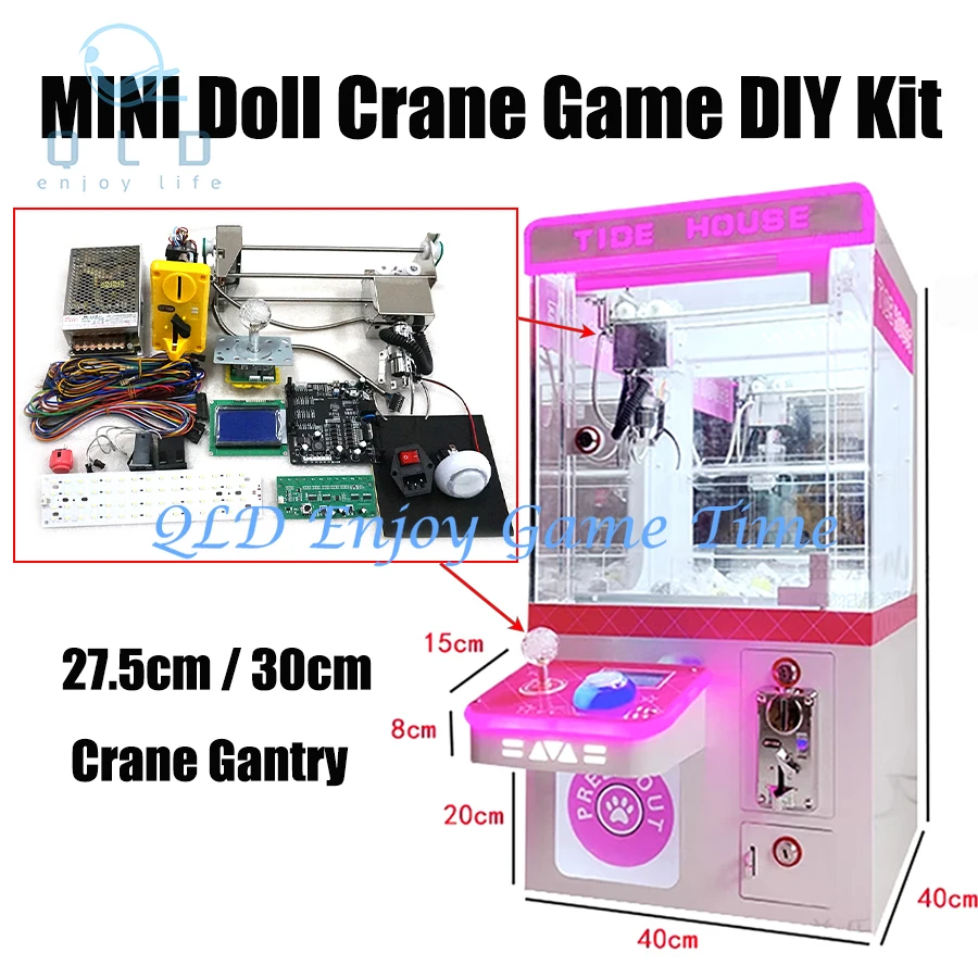 

25.7cm/30cm Mini Stainless Steel Gantry with Claw & Motor, LCD Display, DIY Arcade Game Kit,Toy Doll Crane Machines, Motherboard