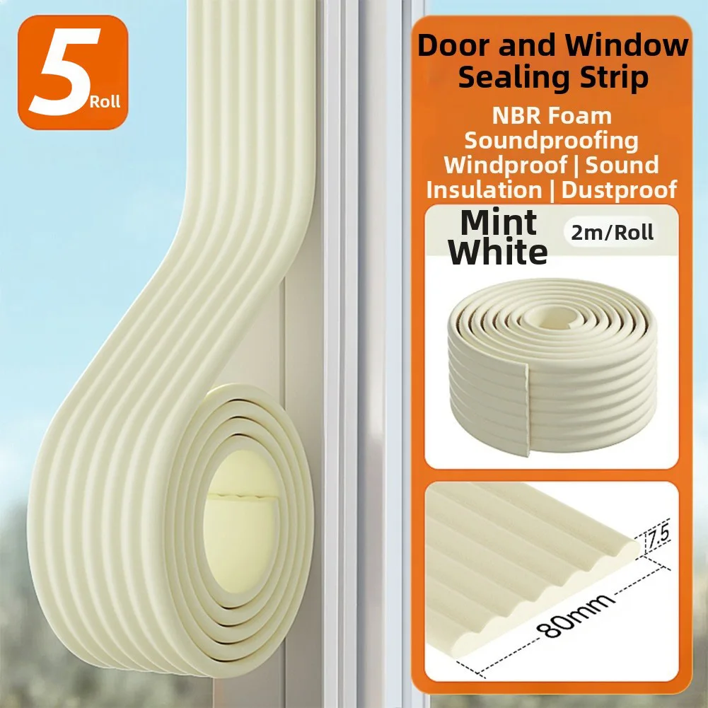 

5 Roll Acoustic Foam Window Sealing Strips Self-adhesive For Door Window Windproof Tape Door Serl Gap Air Leakage Filling Strips