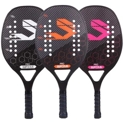 Full Carbon 3K Fiber Beach Tennis Racket Rough Surface Professional Racquet for Men and Women with Protective Bag Cover