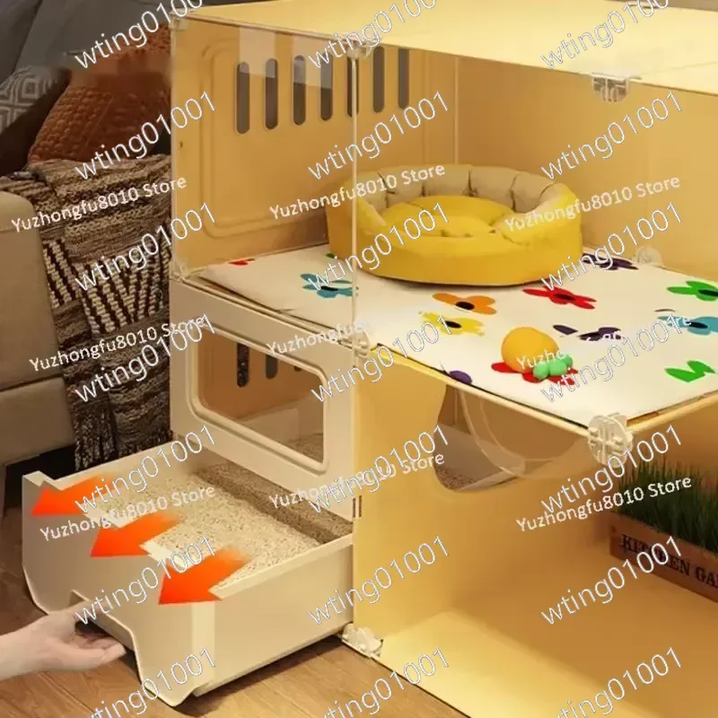 Multifunctional Extra Large Transparent Cat Villa Cabinet Indoor Outdoor Cat Cage With Integrated Toilet Litter Box
