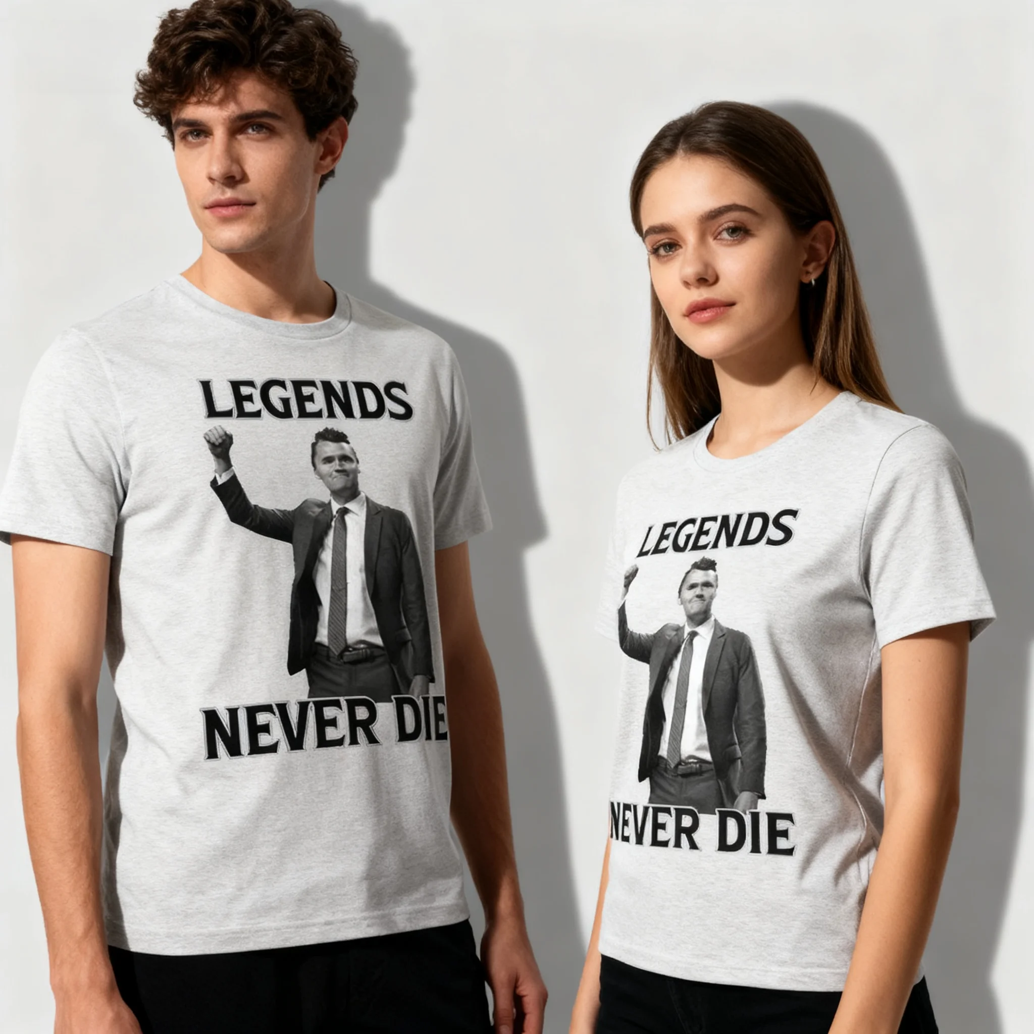 أساطير أبدا يموت تشارلي كيرك الصيف الرجال والنساء تي شيرت قصيرة الأكمام الرجال والنساء الشارع ارتداء حقوق الإنسان #6