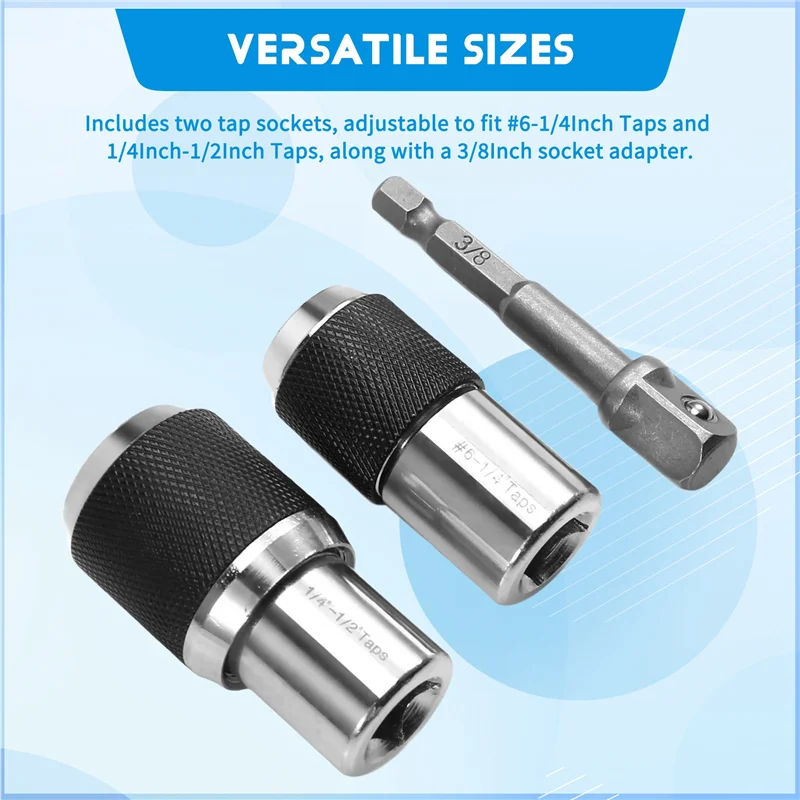 

AT48-3Pcs Tap Socket Set Tap Extractor Tool With Socket Adapter Tap Extractor Socket With Adjustable Jaw Extractor Tool