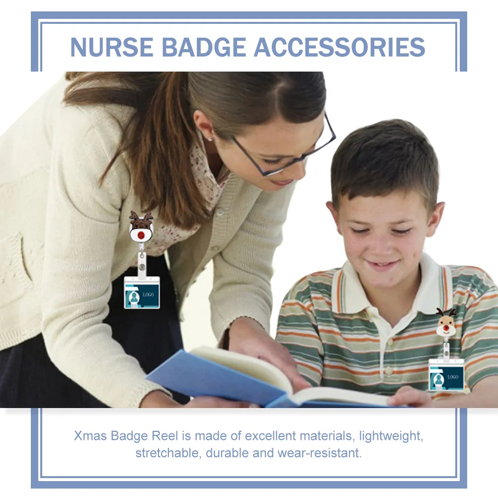 Porte-Badge rétractable pour infirmière sur le thème de noël, 8 pièces, pour infirmières, assistants médicaux et enseignants, porte-carte d'identité