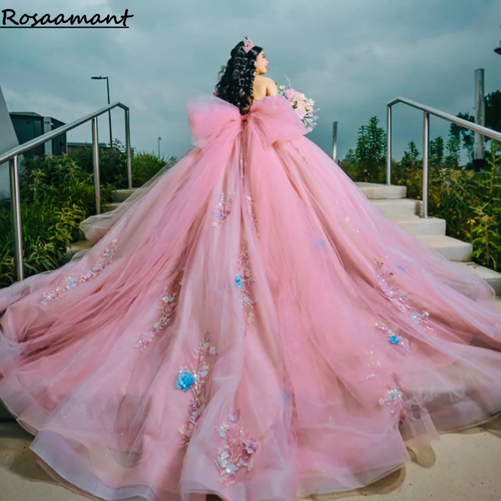 

Glitter Pink Crystal Beading Ball Gown Quinceanera Dresses Off The Shoulder Sequined Vestidos De 15 Anos