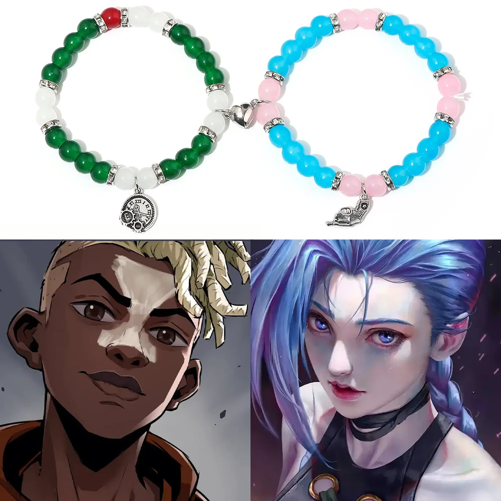 لعبة الموسم 2 Jinx الأزرق الوردي للتدوير قلادة المفاتيح تأثيري على ظهره قلادة معدنية الأزياء والمجوهرات مروحة هدية