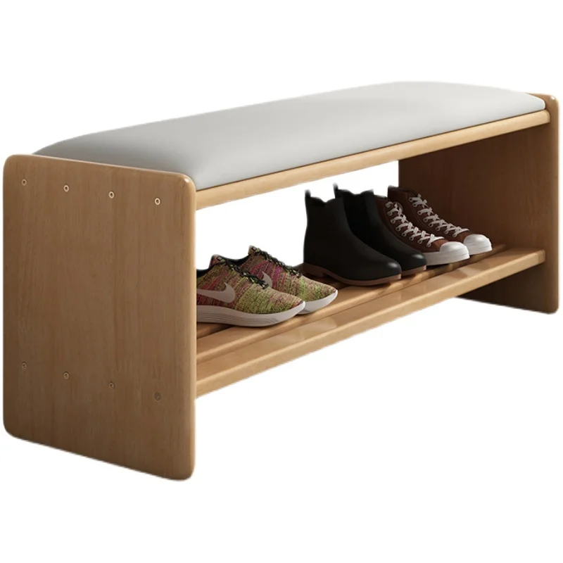 

Solid Wood Shoe Changing Stool, Shoe Rack, Integrated Bench, Storage Vanity, Entrance Door, Household, Log, Bedroom