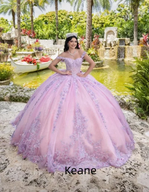 

Pink Off Shoulder Appliques Sweet 15 Quinceanera Dresses Ball Gown Party Dresses Prom Gown Formal 15 Year Old Dress Customized