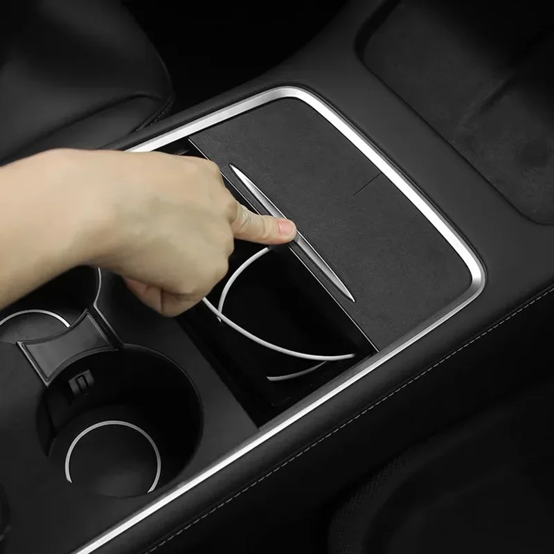 Wildleder-Schutzabdeckung für die Mittelkonsole, Folienaufkleber für die Mittelkonsole für Tesla Model Y Juniper 2025 & Model 3+ Highland 2024 – Detail 5