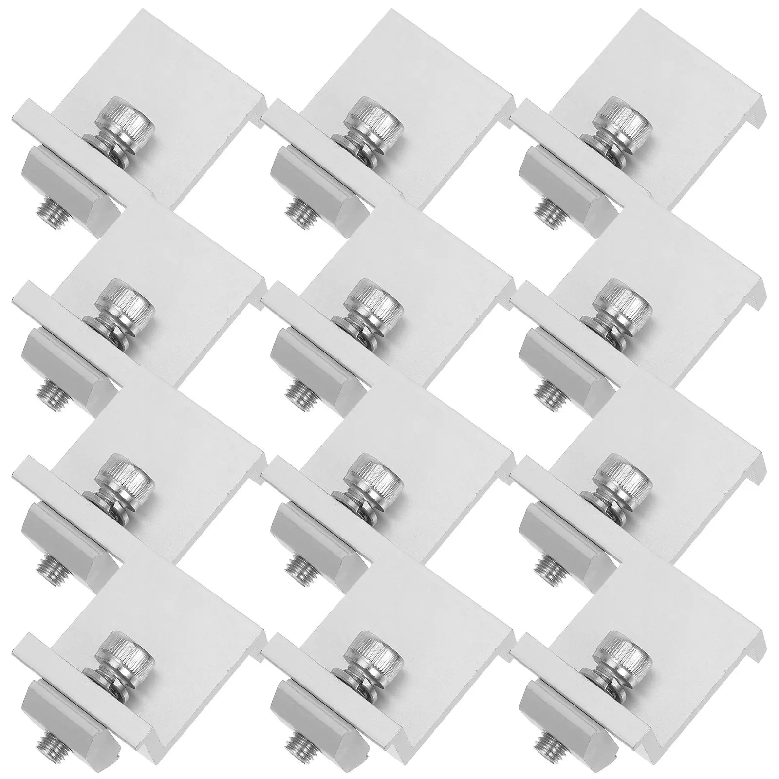 12Pcs Solar Photovoltaic Bracket Side Pressure Block Aluminum Alloy Solar Panel Rack Clip Outdoor Fixed Clamp Panel Holder