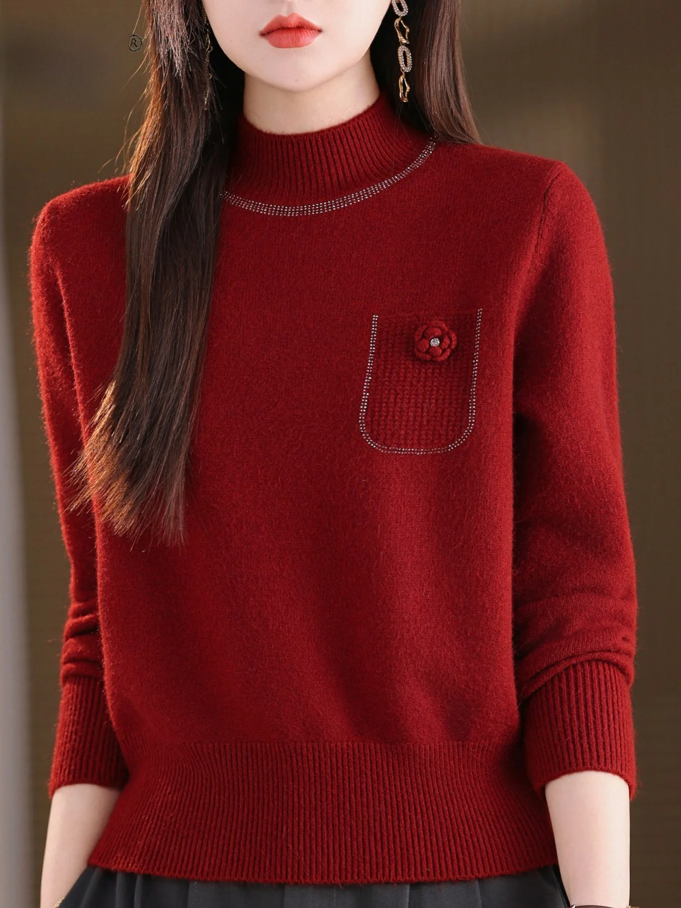 

Faionable Thiened f High Collar Knitted Sweater Women's Autumn Winter Inner Wear Slimming Belly Covering Base irt fo...