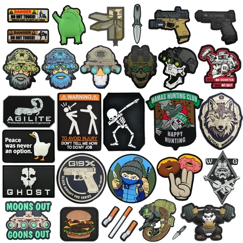Предупреждение о «оборудовании ночного видения», «анти-террор», тактические заплатки PVC 3D Эмблема для морального духа, рюкзак, шляпа, крючок и петля, наклейка