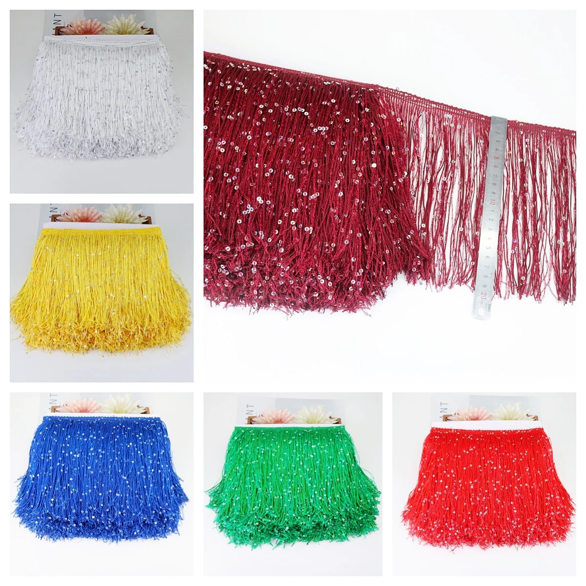 5 Yards Lace Fringe Trim for Sewing Latin Dance Home Decoration Accessories 19cm Width Long Fringes Ribbon Tassels Trims Tassle