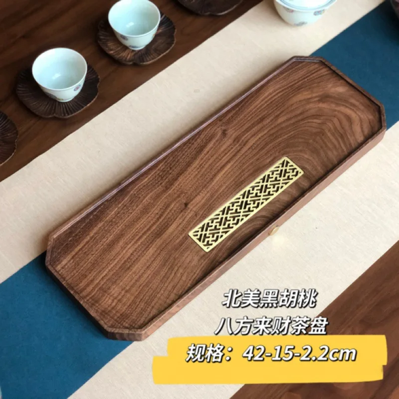 Black walnut solid wood tea tray New Chinese window cut-out tea tray Household dry and wet tea table Practical tea tray