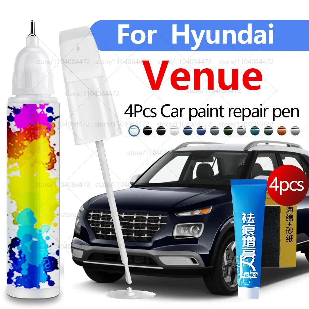 Car Paint Repair Pen For 2019-2025 Hyundai Venue Paint Scratch Repair Accessories 4PCS White WAW Blue YP5 Silver C5G Green N4R