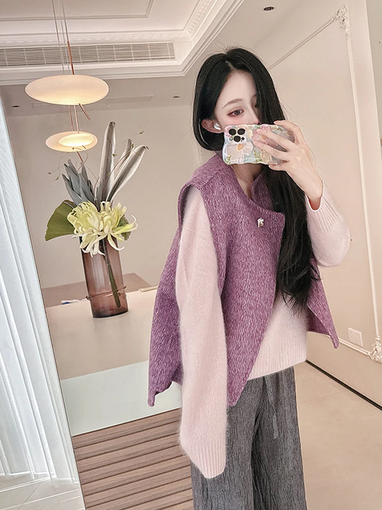 

Double-Sided Camere Vest Women's ort Sle Korean Faion Autumn Winter Wool Outerwear Slimming Turtle Ba Design